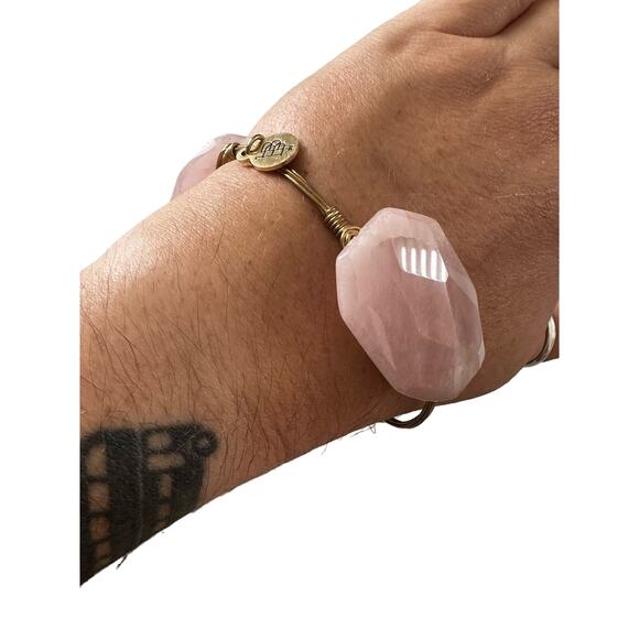 Rose Quartz Three Stone Bangle from Bourbon and Boweties - Picture 5 of 6